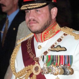 Jordan's King Abdullah II arrives at the Raghdan Palace in Amman for a formal reception to mark his ascension to the throne 09 June 1999. The King and his wife Queen Rania processed through the capital's streets during celebrations to mark the event, four months after the death of King Hussein.