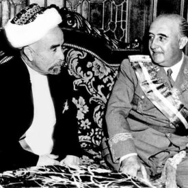 جلالة الملك الحسين ابن طلال مع رئيس إسبانيا فرانسيكو فرانكو